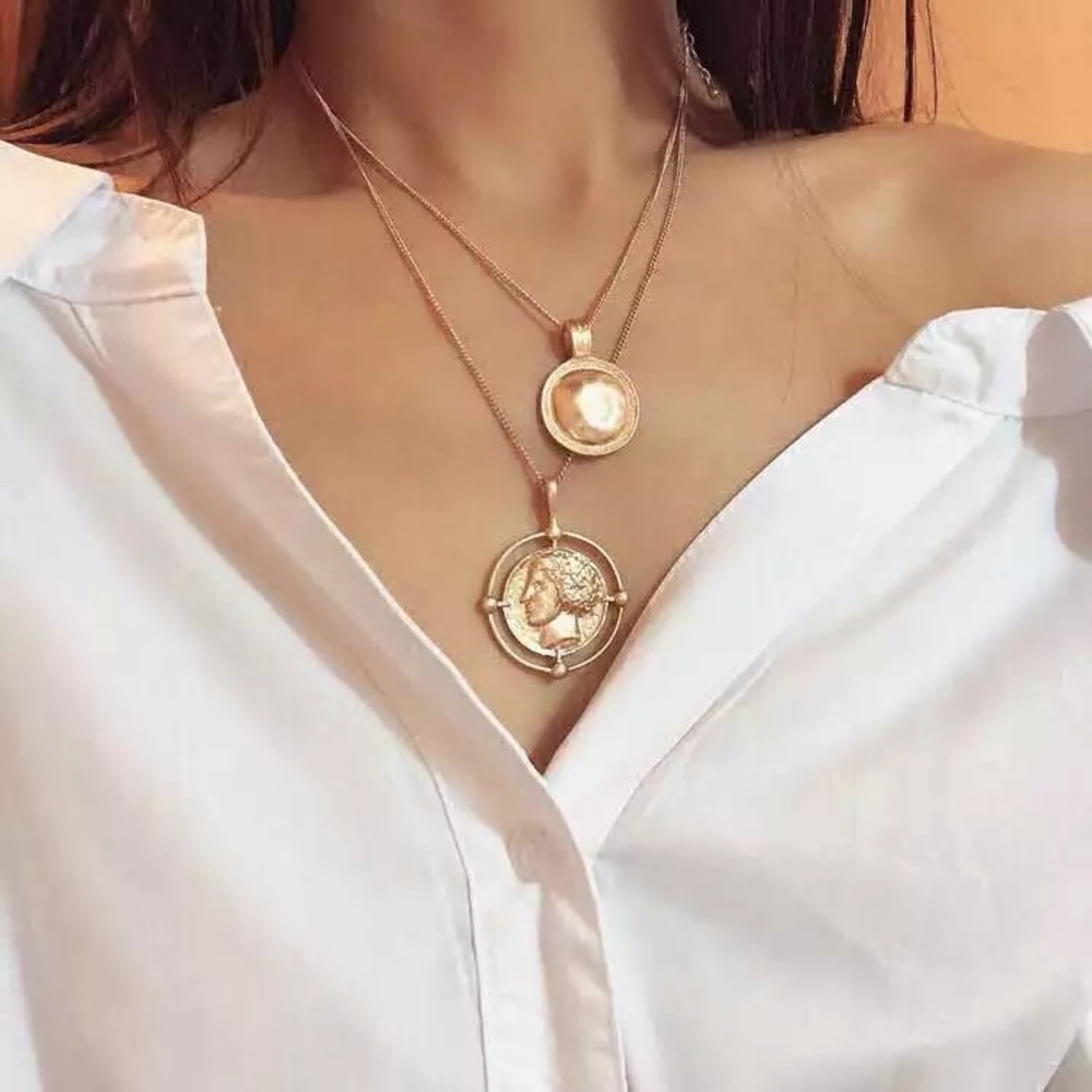 Double Layer Coin Pendant Necklace